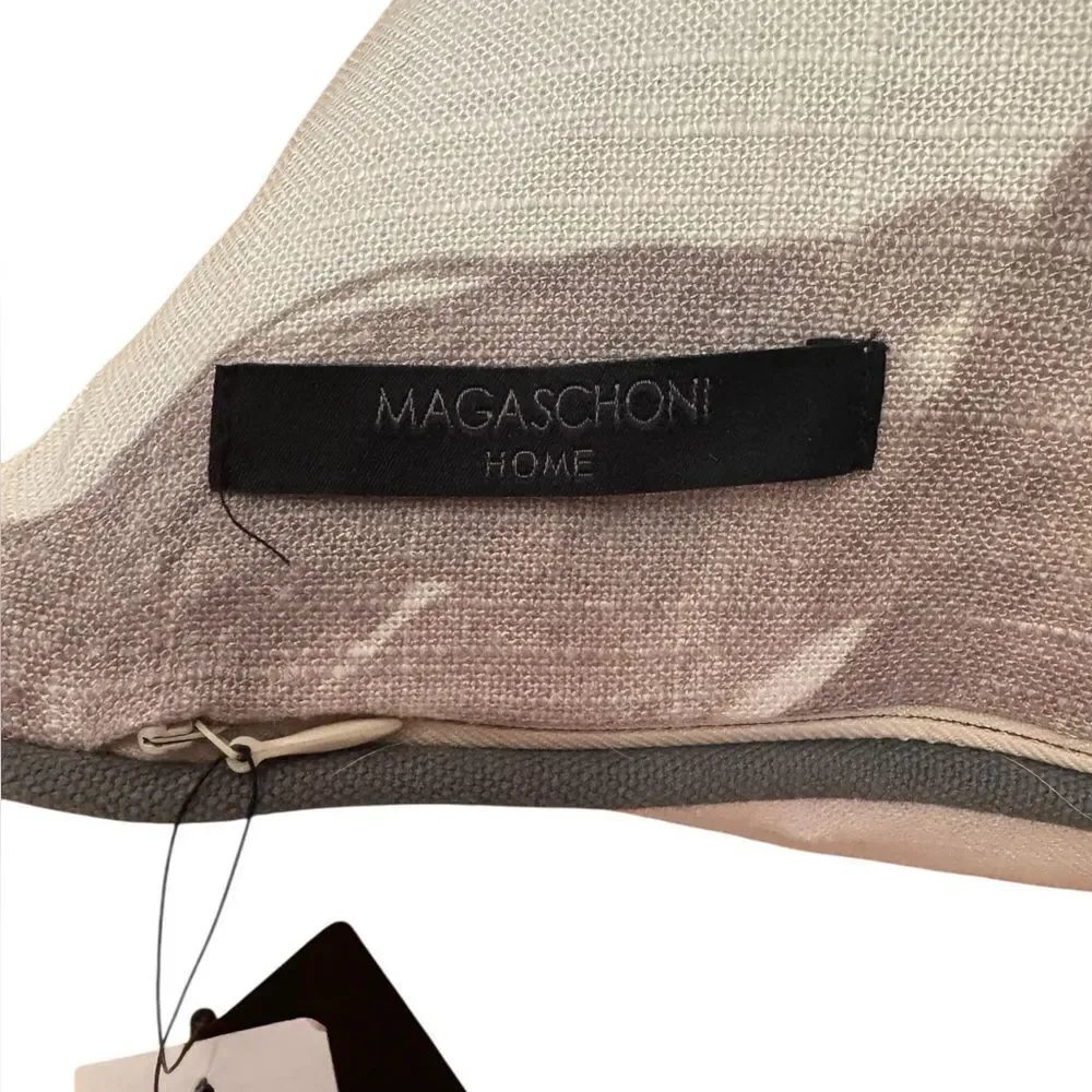 Magaschoni Home Safari Hippo Africa Pillow Linen Blend 22 in x 22 NWT